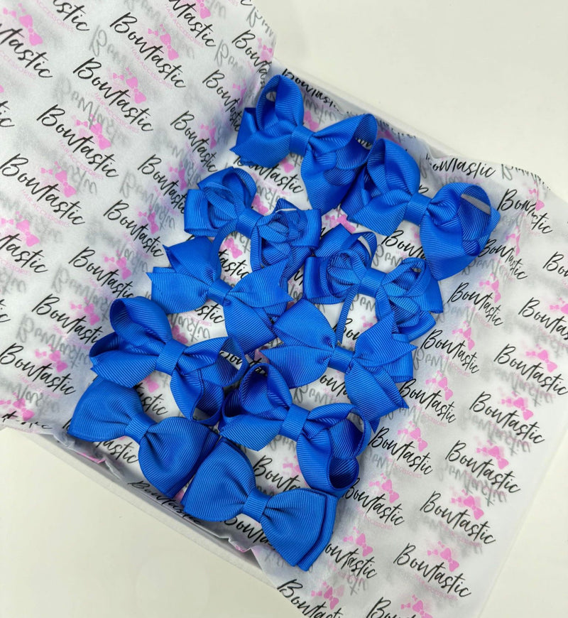 School Bundle - 3 Inch Bows Thin Elastic - Royal Blue - 10 Pack