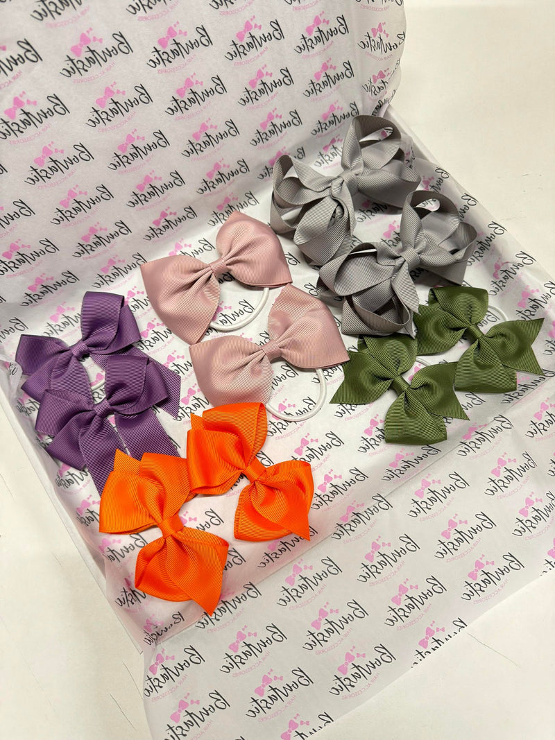 Surprise Bundle - Matching Pairs - Medium Bow/Bobbles Pairs - 10 Pack - Autumn Colours