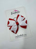 3.5 Inch Flat Bow Style 2 Thin Elastic - White & Red