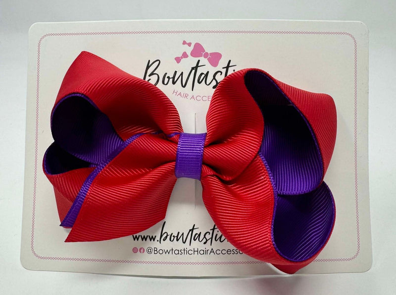 4 Inch Double Ribbon Bow - Red & Purple