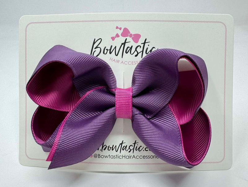 4 Inch Double Ribbon Bow - Amethyst & Raspberry Rose