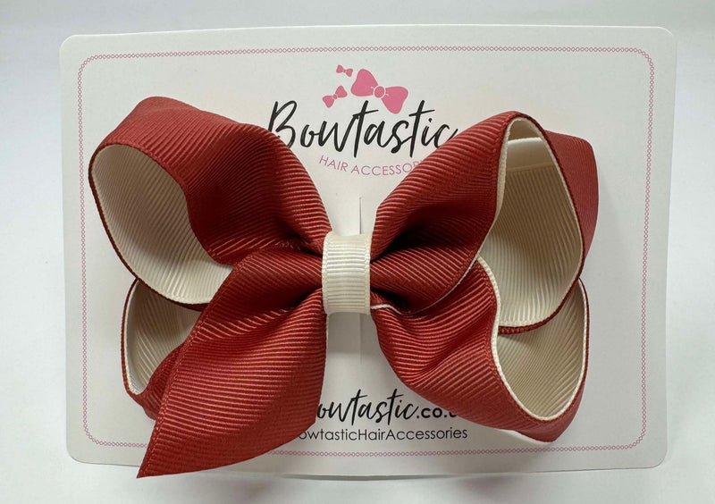 4 Inch Double Ribbon Bow  - Rust & Cream