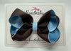 4 Inch Double Ribbon Bow - Brown & Blue Topaz