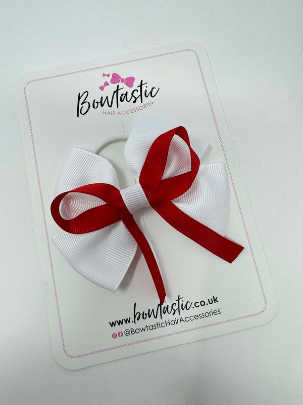 3.5 Inch Flat Bow Thin Elastic - Red & White