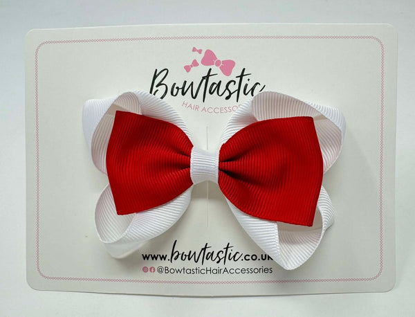 3.5 Inch Tuxedo Double Bow - Red & White