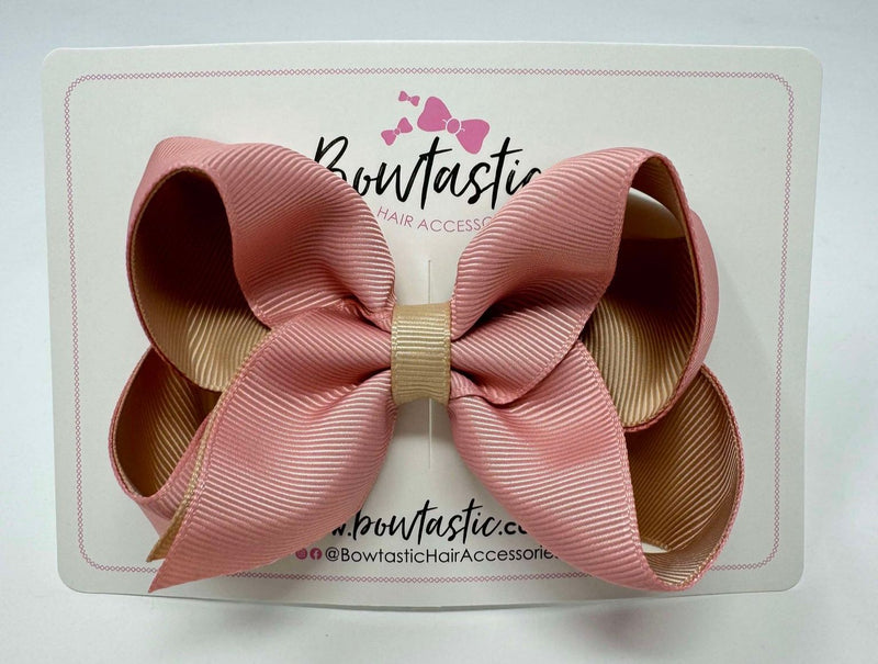 4 Inch Double Ribbon Bow - Sweet Nectar & Tan