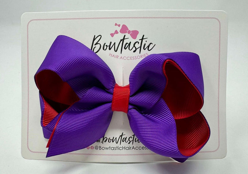 4 Inch Double Ribbon Bow - Purple & Red