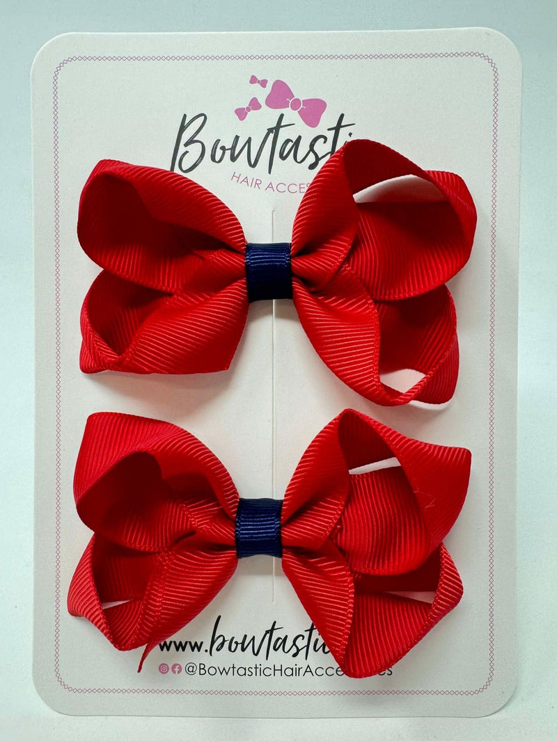 3 Inch Bow - Red & Navy - 2 Pack