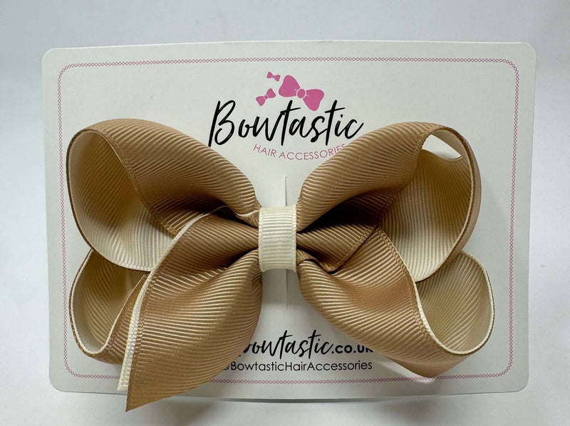 4 Inch Double Ribbon Bow  - Cream & Latte