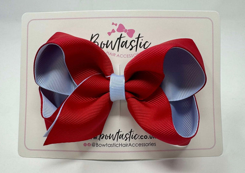 4 Inch Double Ribbon Bow - Red & Bluebell