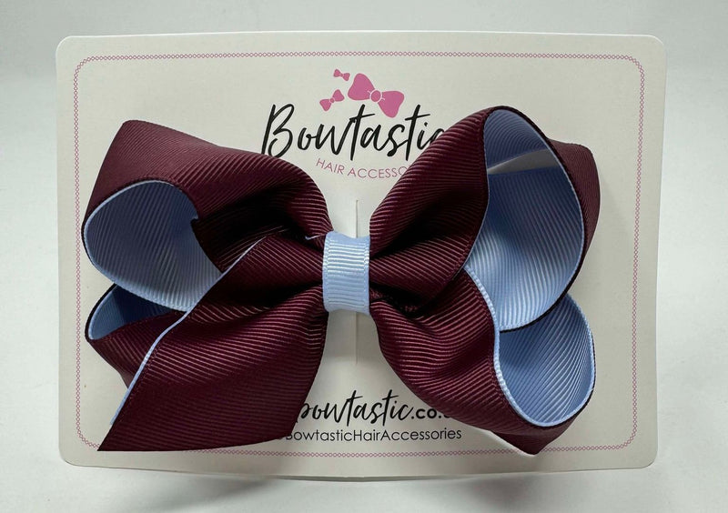 4 Inch Double Ribbon Bow - Burgundy & Bluebell