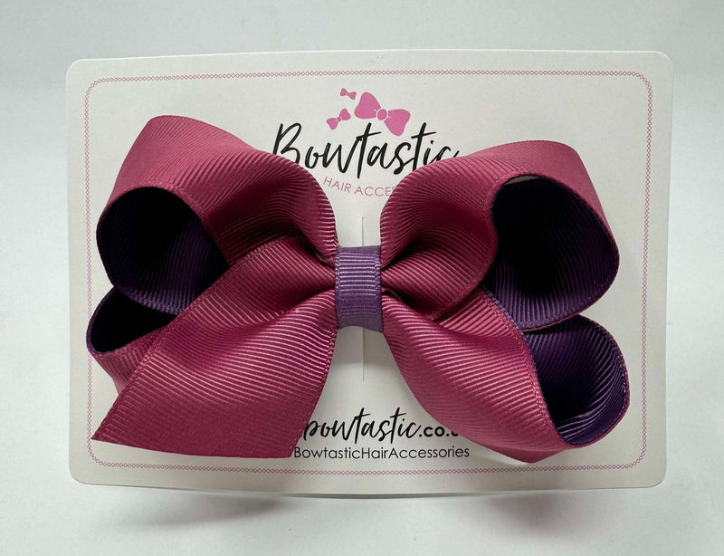 4 Inch Double Ribbon Bow - Victorian Rose & Amethyst