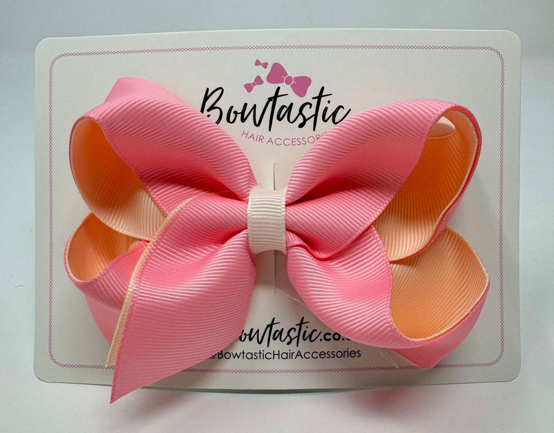 4 Inch Double Ribbon Bow - Pink & Cream