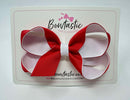 4 Inch Double Ribbon Bow Style 2 - Red & White