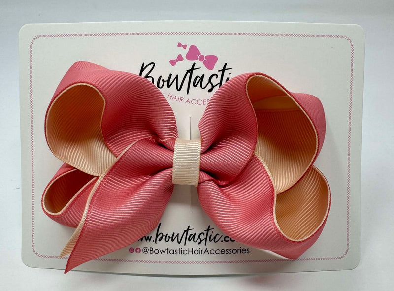 4 Inch Double Ribbon Bow - Dusty Rose & Nude