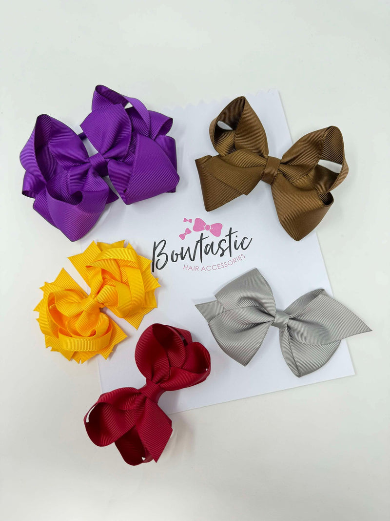 Surprise Bundle - Medium Bow/Bobbles - 5 Pack - Autumn Colours