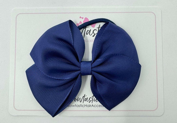 4 Inch Flat Bow Bobble - Ink Blue