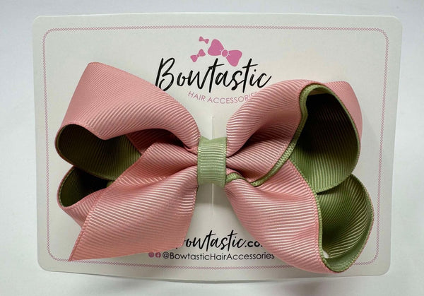 4 Inch Double Ribbon Bow - Sweet Nectar & Spring Moss