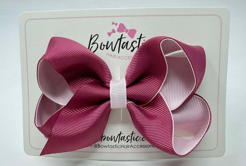 4 Inch Double Ribbon Bow  - Powder Pink & Victorian Rose