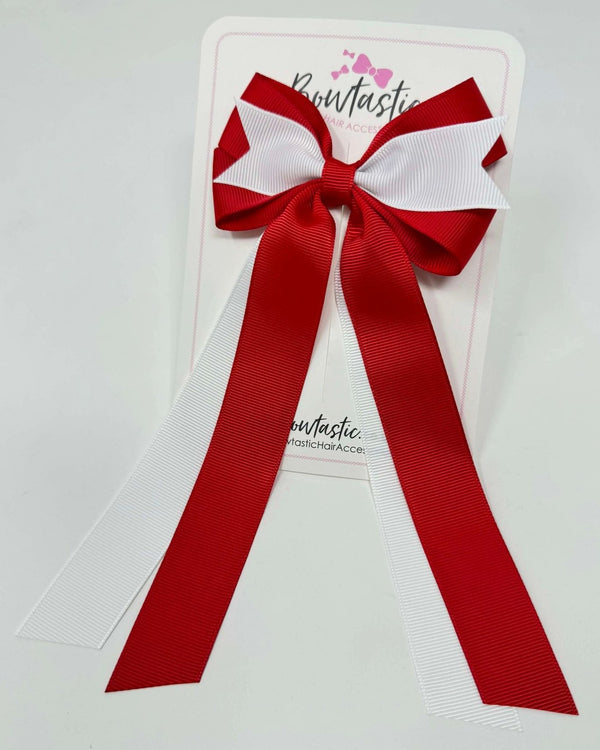 3.5 Inch Tail Bow - White & Red