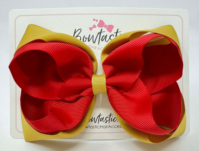 5 Inch Double Bow - Dijon & Red