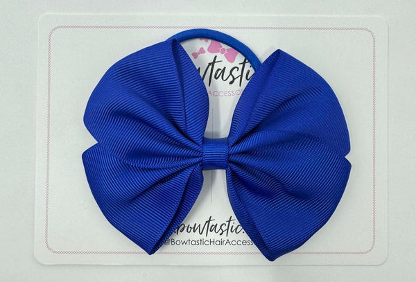 4 Inch Flat Bow Bobble - Cobalt