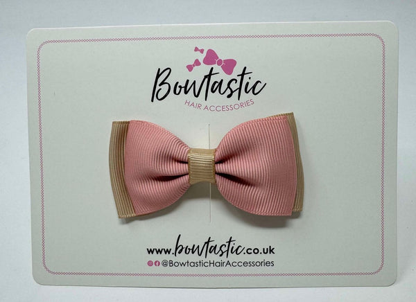 3 Inch Flat Double Bow - Sweet Nectar & Tan