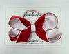 4 Inch Double Ribbon Bow Bobble Style 2 - Red & White