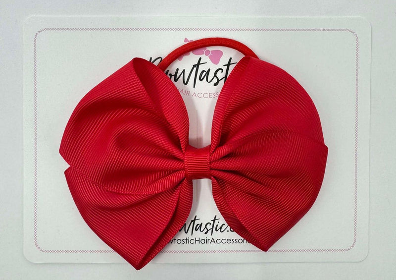 4 Inch Flat Bow Bobble - Hot Red