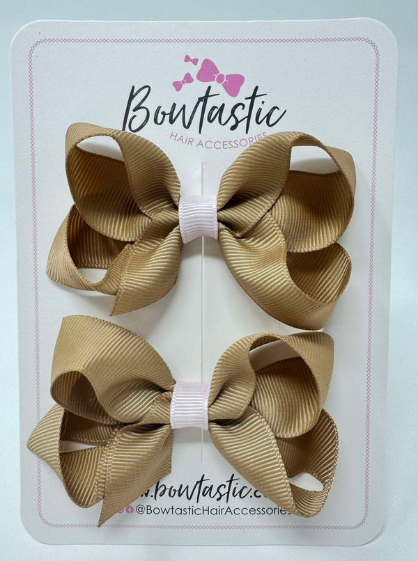 3 Inch Bow - Latte & Powder Pink - 2 Pack