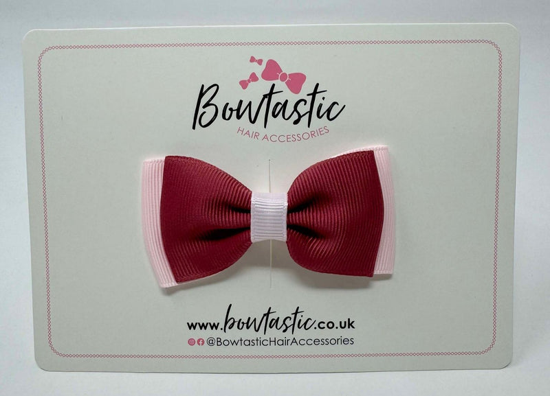 3 Inch Flat Double Bow - Victorian Rose & Powder Pink