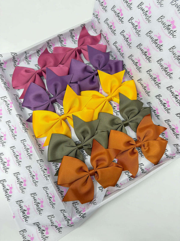 Bow Set - 5 inch Flat Bow - 10 Pack - Victorian Rose, Amethyst, Dandelion, Deep Sage, Copper