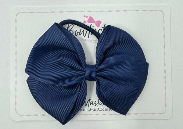 4 Inch Flat Bow Bobble - Navy