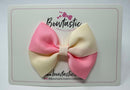 3.5 Inch Twist Bow - Pink & Cream