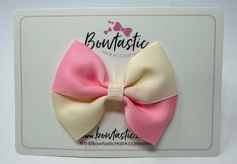 3.5 Inch Twist Bow - Pink & Cream