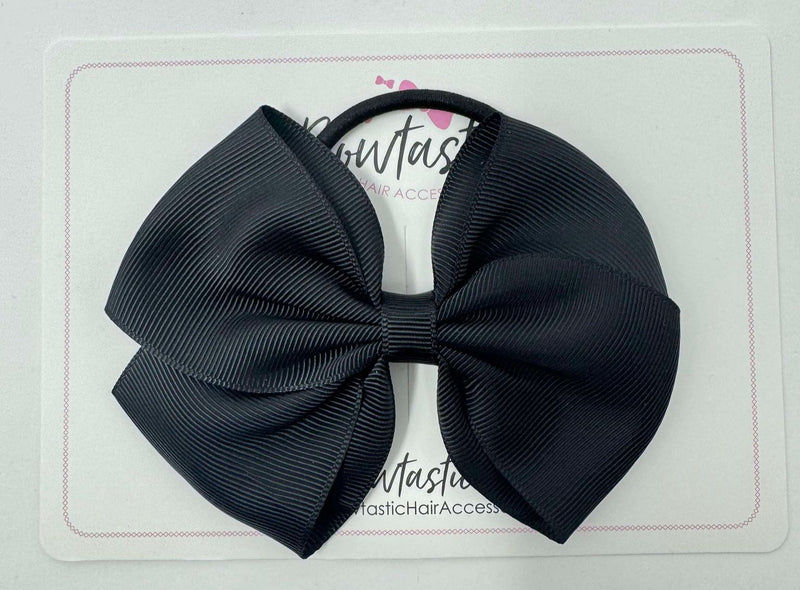 4 Inch Flat Bow Bobble - Black