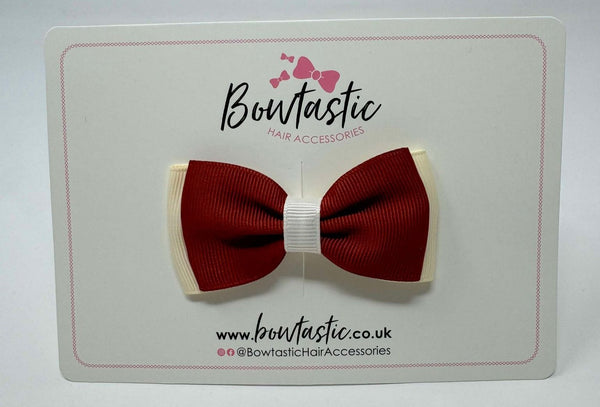 3 Inch Flat Double Bow - Rust & Cream