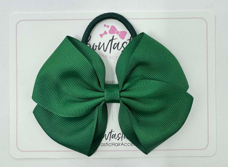 4 Inch Flat Bow Bobble - Forest Green