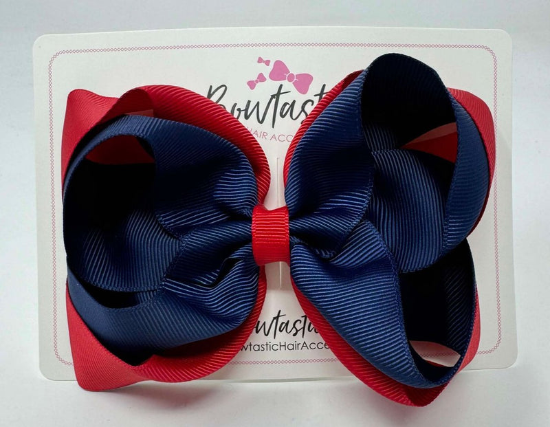 5 Inch Double Bow - Red & Navy