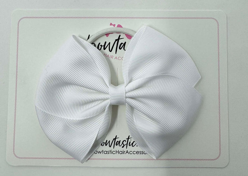 4 Inch Flat Bow Bobble - White