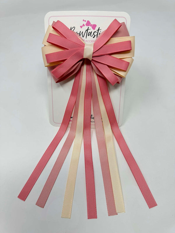 4 Inch Streamer Tail Bow - Dusty Rose, Nude & Sweet Nectar