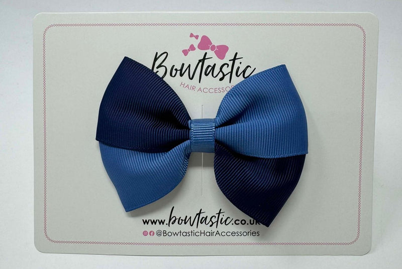 3.5 Inch Twist Bow - Smoke Blue & Navy