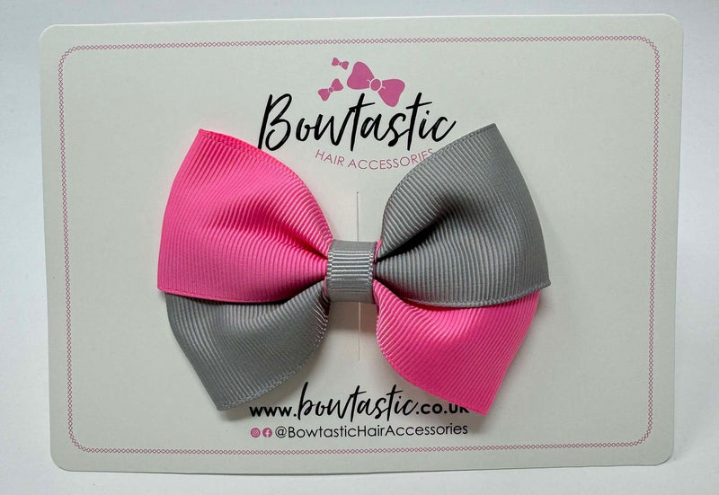 3.5 Inch Twist Bow - Hot Pink & Silver