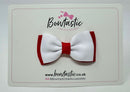 3 Inch Flat Double Bow - White & Red
