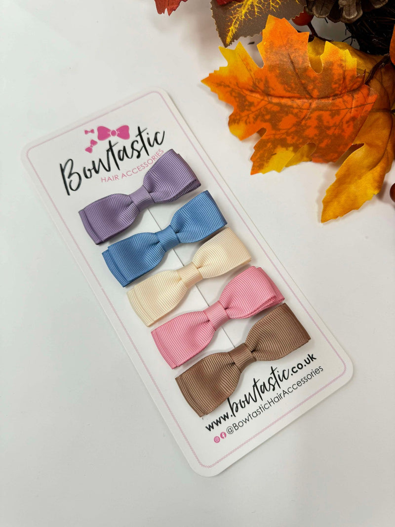 Bow Set - 2.75 inch Flat Bow - 5 Pack - Fresco, French Blue, Nude, Peony & Natural