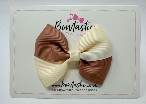 3.5 Inch Twist Bow - Pecan Brown & Cream