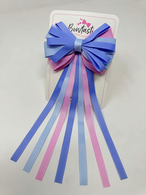 4 Inch Streamer Tail Bow - Iris, Tulip & Bluebell