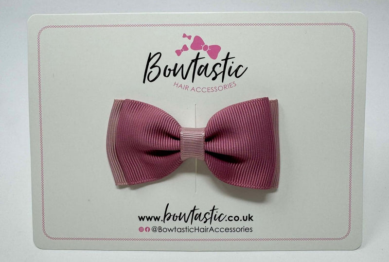 3 Inch Flat Double Bow - Rosy Mauve & Antique Mauve