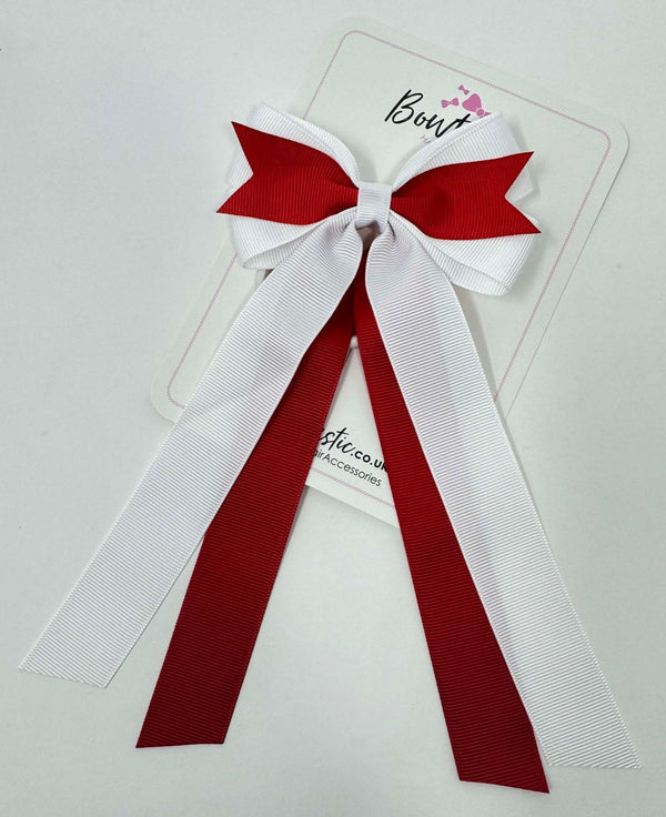 3.5 Inch Tail Bow Bobble - Red & White