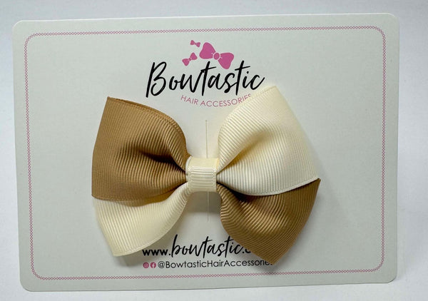 3.5 Inch Twist Bow - Latte & Cream